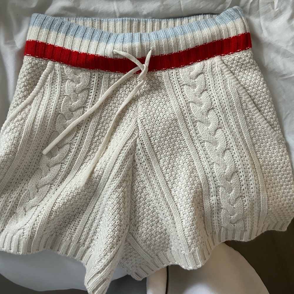 Solid + Striped knit shorts